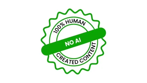Animated No AI 100% Human Created Content Green Badge Loop 库存影片 336770948