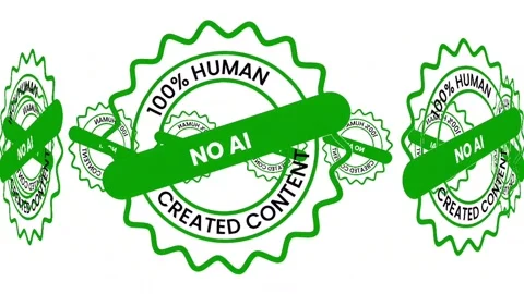 Animated No AI 100% Human Created Content Green Badge Loop Video stock 336771038