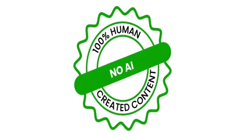Animated No AI 100% Human Created Content Green Badge Loop Video stock 336771111