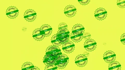 Animated No AI 100% Human Created Content Green Badge Zoom on Yellow Background 库存影片 336771203