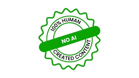 Animated No AI 100% Human Created Content Green Badge Loop Video stock 336772425