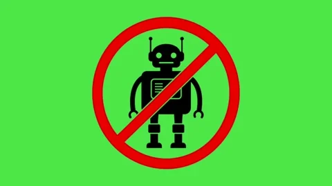 Animated No Bot Prohibition Sign on Green Screen - AI Restriction Symbol 動画素材 336452776