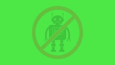 Animated No Bot Prohibition Sign on Green Screen - AI Restriction Symbol 動画素材 336452882