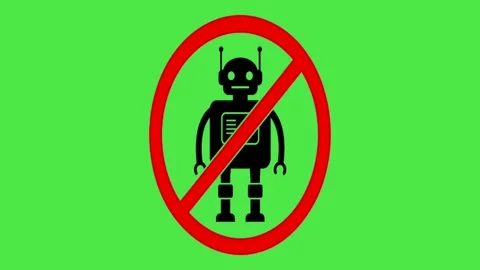 Animated No Bot Prohibition Sign on Green Screen - AI Restriction Symbol 스톡 동영상 336452895