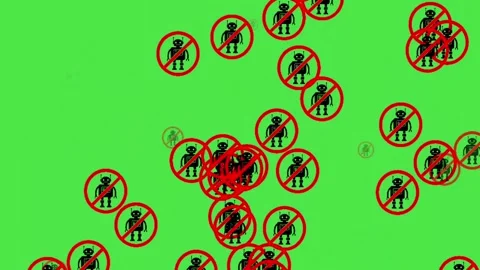 Animated No Bot Prohibition Sign on Green Screen - AI Restriction Symbol 库存影片 336452897