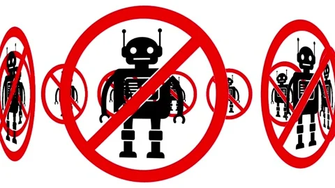 Animated No Bot Sign - Anti Spam, Captcha and AI Restriction Prohibition Symbol Video stock 336452875