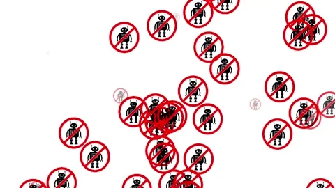 Animated No Bot Sign - Anti Spam, Captcha and AI Restriction Prohibition Symbol 動画素材 336452896