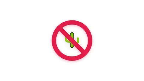 Animated No Cactus Prohibition Symbol on White Background Stock Footage 344948441