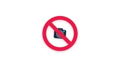 Animated No Camera Prohibition Symbol on White Background Stock Footage 344948462