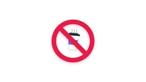 Animated No Coffee Prohibition Symbol on White Background Stock Footage 344948461