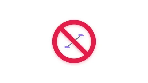 Animated No Drone Flight Prohibition Symbol on White Background Stock Footage 344948403