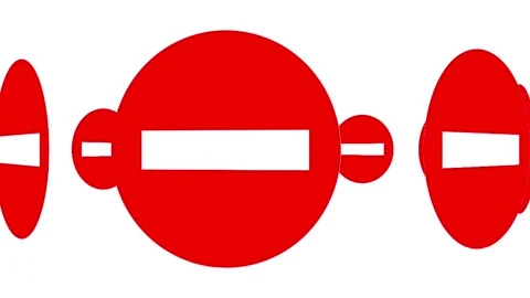 Animated No Entry / Do Not Enter Sign - Red Warning Symbol on White Background Stock Footage 344658375