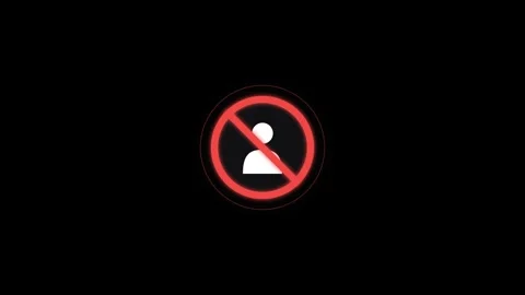 Animated no entry sign icon with person silhouette on black background. 4K Vidéo 340883061