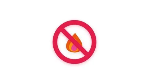 Animated No Fire Prohibition Symbol on White Background Stock Footage 344948402