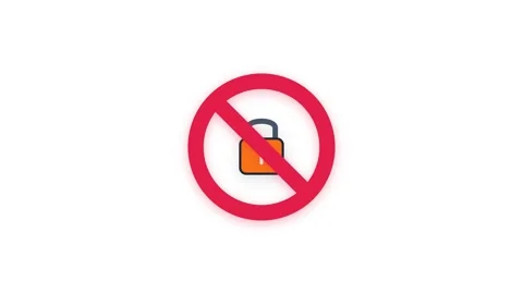 Animated No Lock Prohibition Symbol on White Background Stock Footage 344948451