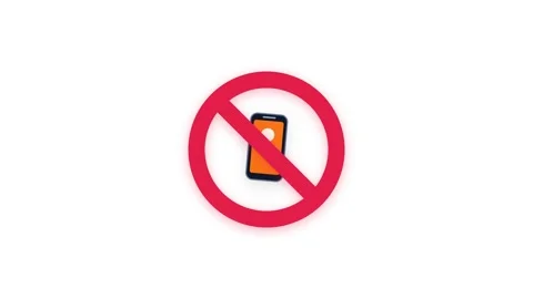 Animated No Mobile Phone Prohibition Symbol on White Background Stock Footage 344948465