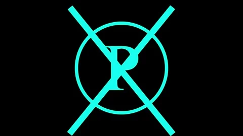 Animated no parking sign featuring cyan letter p inside circle with crossin.. Stock Footage 340001056