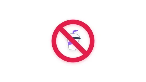 Animated No Soft Drink Prohibition Symbol on White Background Stock Footage 344948476