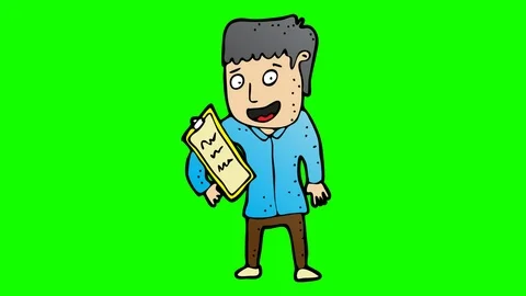 Animated note taker character . green screen 2D animation Stock Footage 114062455