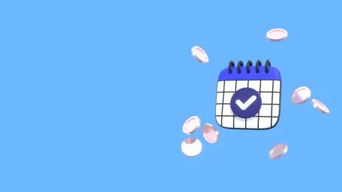 Animated Notebook Or Calendar With Floating Shiny Coins With Copy Space. Stock Footage 294883429