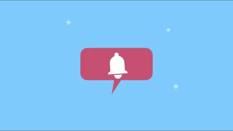 Animated notification bell icon on pink speech bubble with twinkling stars .. Video stock 334540347