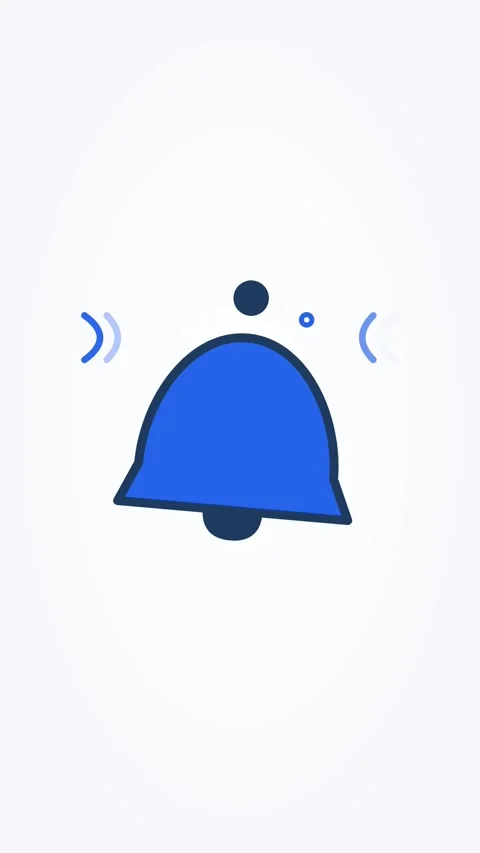 Animated notification bell icon ringing, vertical 9:16 seamless loop HD motion Stock Footage 345160370