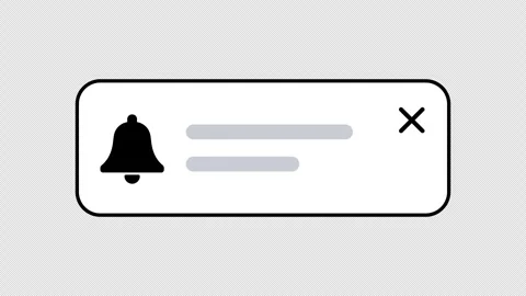 Animated Notification Popup UI with Bell Icon and Close Button on Transparent Ba Stock Footage 330517080
