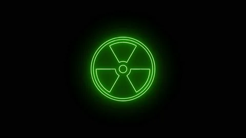 Animated nuclear icon. neon effect, Light neon on black background. Stock Footage 143425010