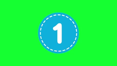 Animated number 1 in blue circle badge loop on green screen background for .. Stock Footage 340564888