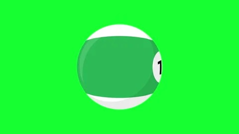 Animated number 14 striped billiard ball spinning loop on a green screen ch.. Stock Footage 340800045
