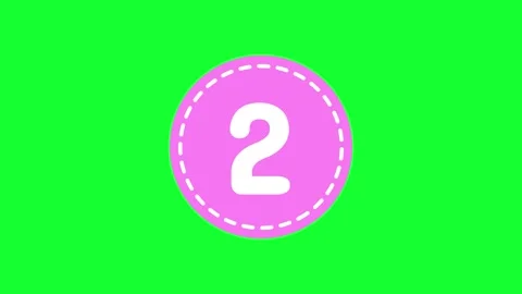 Animated number 2 in pink circle badge loop on green screen background for .. Stock Footage 340564893