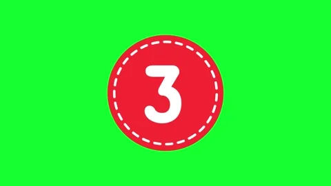 Animated number 3 in red circle badge loop on green screen background for 3.. Stock Footage 340564895
