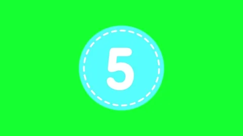 Animated number 5 in cyan circle badge loop on green screen background for .. Stock Footage 340564896