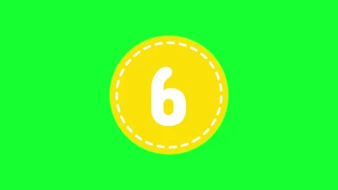 Animated number 6 in yellow circle badge loop on green screen background fo.. Stock Footage 340564945