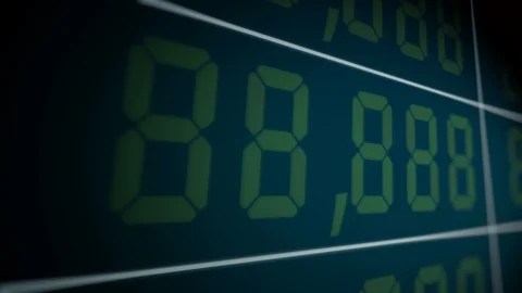 Animated Number Counter of Financial Data On LED Display Stock Footage 118214328
