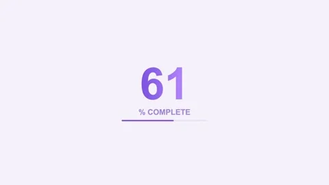 Animated number counter loading from zero to 100 percent, violet 스톡 동영상 342595138
