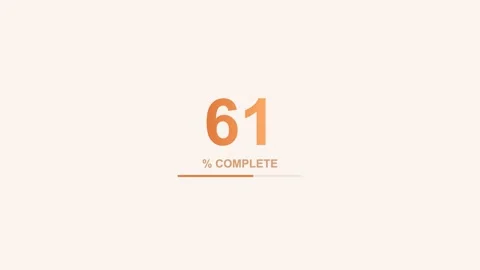 Animated number counter loading from zero to 100 percent, orange 스톡 동영상 342595154