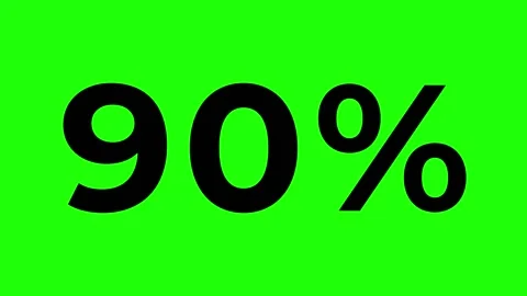 Animated Number Counter in Percentage from 0 to 90 Percent on Green Background Stock Footage 211468243
