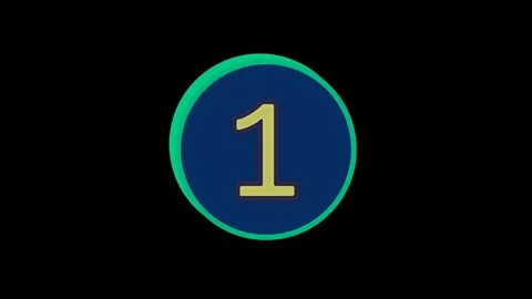 Animated Number One Blue Circle Icon Clip Video stock 332087937