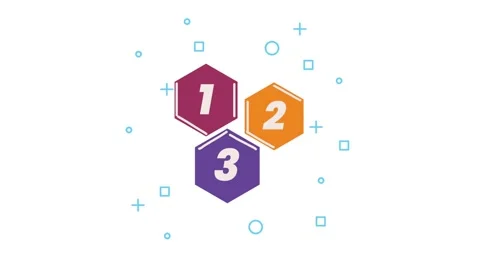 Animated numbered infographic hexagons with dynamic geometric shapes in mot.. Stock Footage 338425817