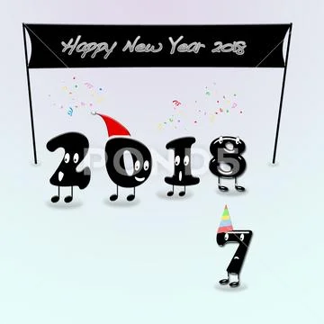 Animated numerals of 2018 year congratulating with new year. Stock Illustration