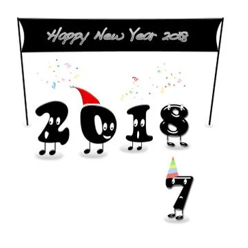 Animated numerals of 2018 year congratulating with new year. Stock Illustration
