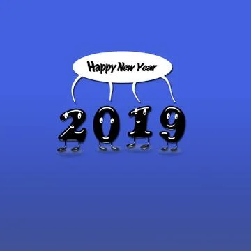 Animated numerals of 2019 year congratulating with new year. Stock Illustration