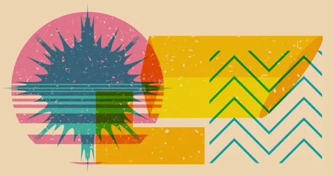 Animated Objects in colorful riso graph design Stock Footage 254317322