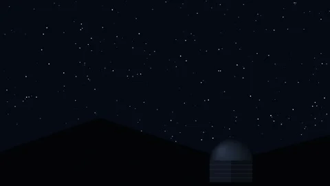 Animated Observatory Telescope Discovering Distant Blue Exoplanet In Outer Space Stock Footage 340331911