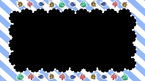 Animated Ocean Fish Scalloped Cloud Frame Loop with Alpha Channel Stock Footage 345317118
