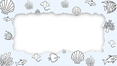 Animated Ocean Life Border Frame with Central Copy Space Stock Footage 345800502