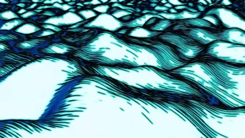 Animated Ocean Waves Flowing With A Dynamic, Stylized Stock Footage 342902115