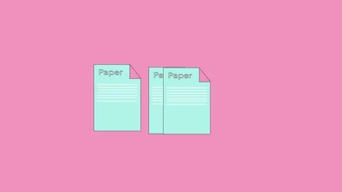 Animated office documents pastel pink turquoise background minimalist corpo.. Stock Footage 321444466