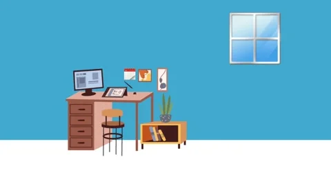 Animated office at home Stock Footage 273452056